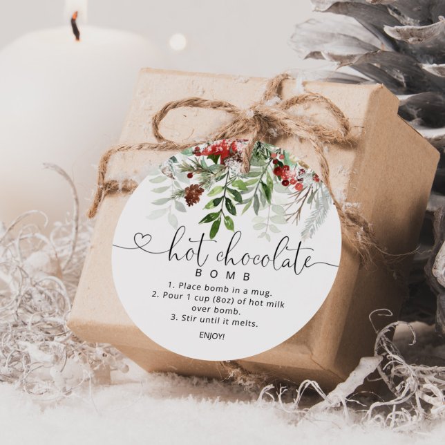 Etiqueta de bomba de chocolate caliente. Bomba de  (Subido por el creador)