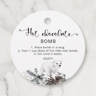 Etiqueta de bomba de chocolate caliente. Bomba de