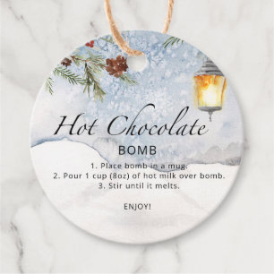 Etiqueta de bomba de chocolate caliente. Bomba de