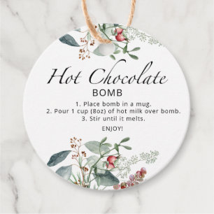Etiqueta de bomba de chocolate caliente. Bomba de 