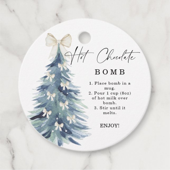 Etiqueta de bomba de chocolate caliente.Bomba de c (Anverso)