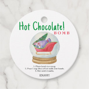 Etiqueta de bomba de chocolate caliente.Bomba de c