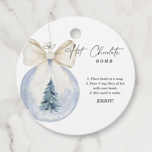 Etiqueta de bomba de chocolate caliente.Bomba de c (Anverso)