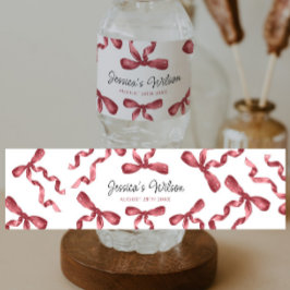 Etiqueta de botella con lazo borgoña 