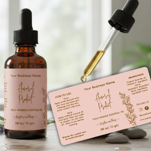 Etiqueta de Botella de Aceite Esencial Blush Rosa