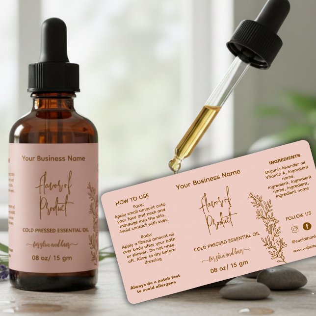 Etiqueta de Botella de Aceite Esencial Blush Rosa  (Subido por el creador)