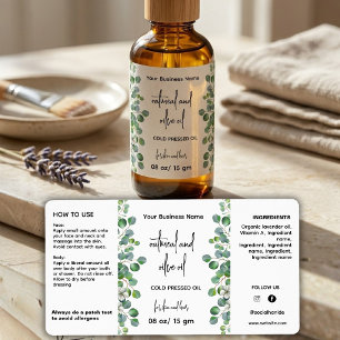Etiqueta de Botella de Aceite Esencial de Eucalipt
