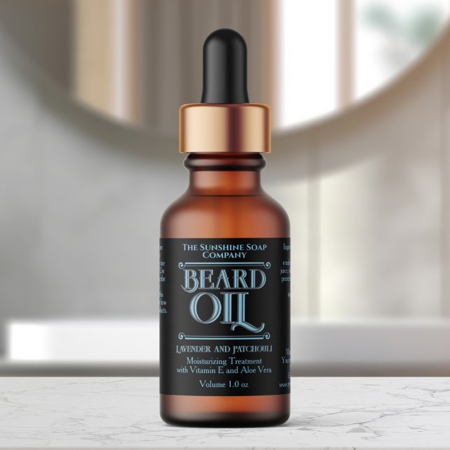 Etiqueta de Botella de Aceite para Barba Negra Vin (Subido por el creador)