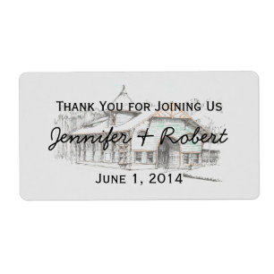 Etiqueta de botella de agua de barn Sketch Country