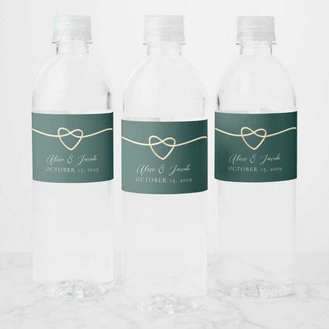Etiqueta de botella de agua de Boda verde esmerald (Botellas)