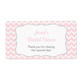 Etiqueta de botella de agua de Chevron rosa y gris