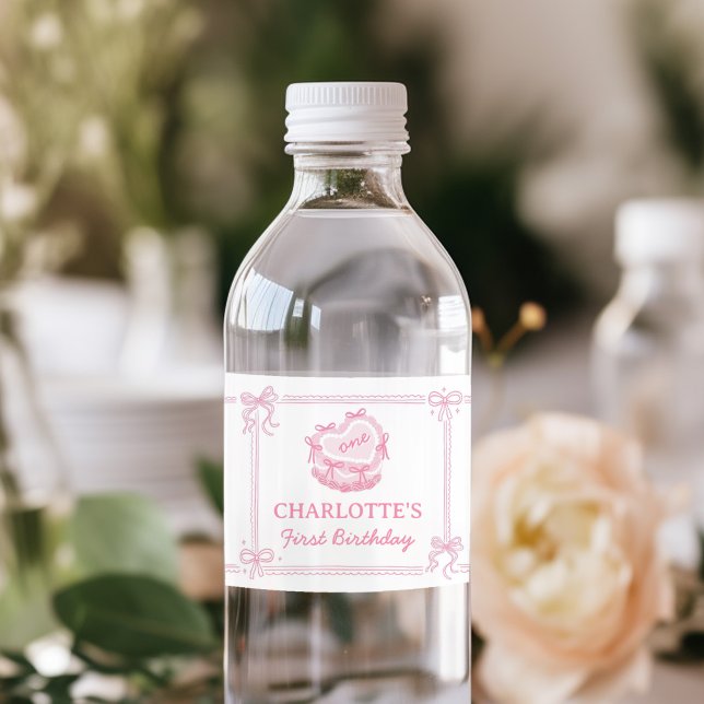 Etiqueta de botella de agua de cumpleaños de Bow r (Subido por el creador)