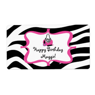 Etiqueta de Botella de Agua de Cumpleaños Zebra Di