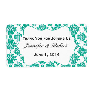 Etiqueta de botella de agua de Damasco verde y bla