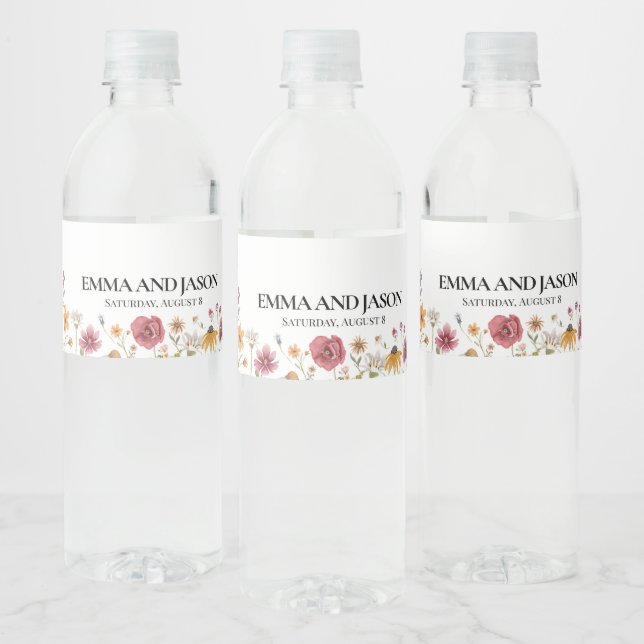 Etiqueta de botella de agua de flores silvestres (Botellas)