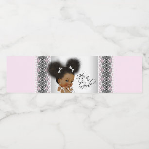 Etiqueta de botella de agua de la niña de raza gri