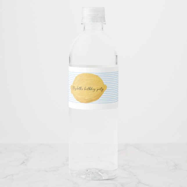 Etiqueta de botella de agua de limón Cumpleaños (Anverso)