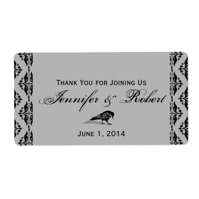 Etiqueta de botella de agua de marco gótico de Bla (Frente)