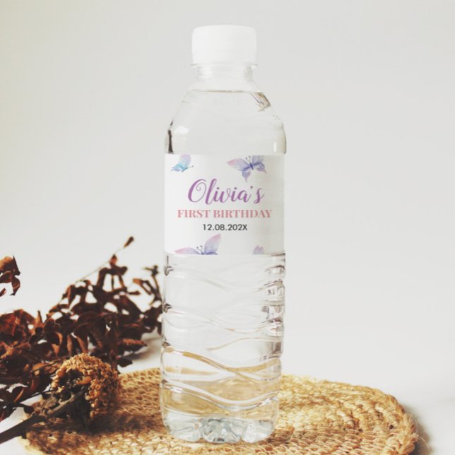 Etiqueta de botella de agua de mariposa Cumpleaños (Subido por el creador)