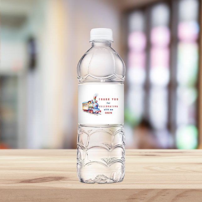 Etiqueta de botella de agua de tren editable 2º cu (Subido por el creador)