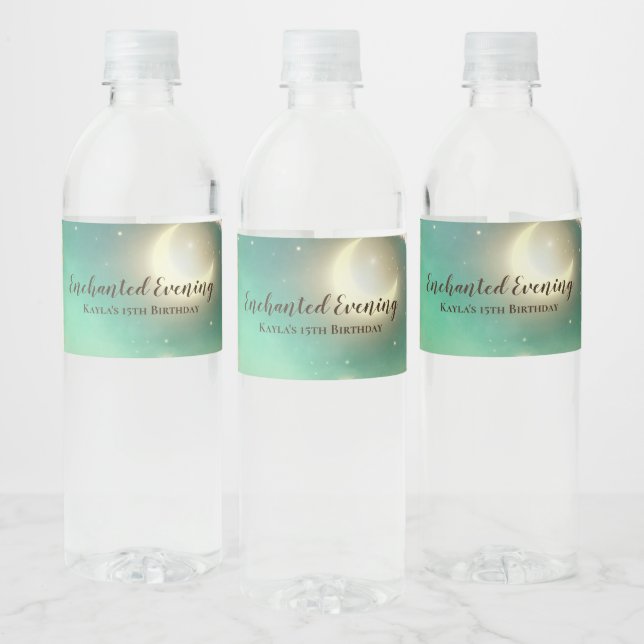 Etiqueta de botella de agua encantada por la noche (Botellas)
