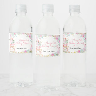 Etiqueta de botella de agua floral pastel para bab