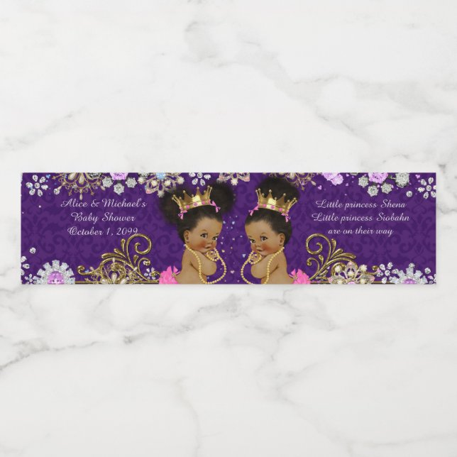 Etiqueta de botella de agua gemela africana, étnic (Etiqueta única)