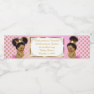 Etiqueta de botella de agua gemela chica, africana