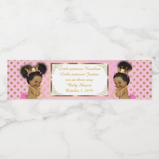 Etiqueta de botella de agua gemela chica, africana (Etiqueta única)