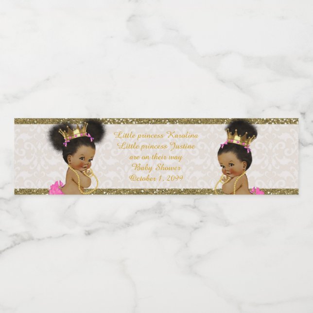 Etiqueta de botella de agua gemela chica africano, (Etiqueta única)