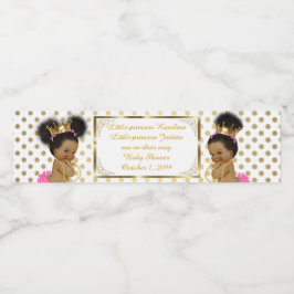 Etiqueta de botella de agua gemela chica africano,