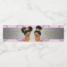 Etiqueta de botella de agua gemela, ducha de bebé,