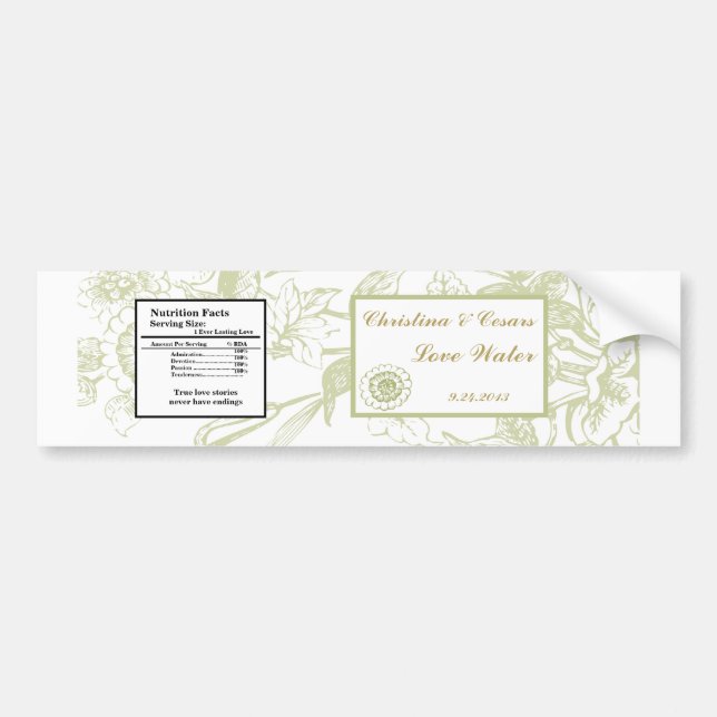 Etiqueta de botella de agua Green Gerbera Daisy Fl (Frente)