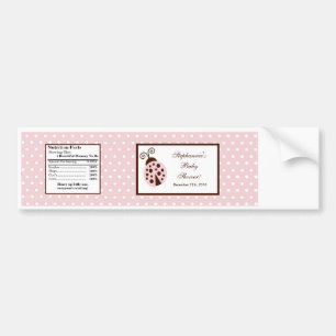 Etiqueta de botella de agua Ladybug rosa