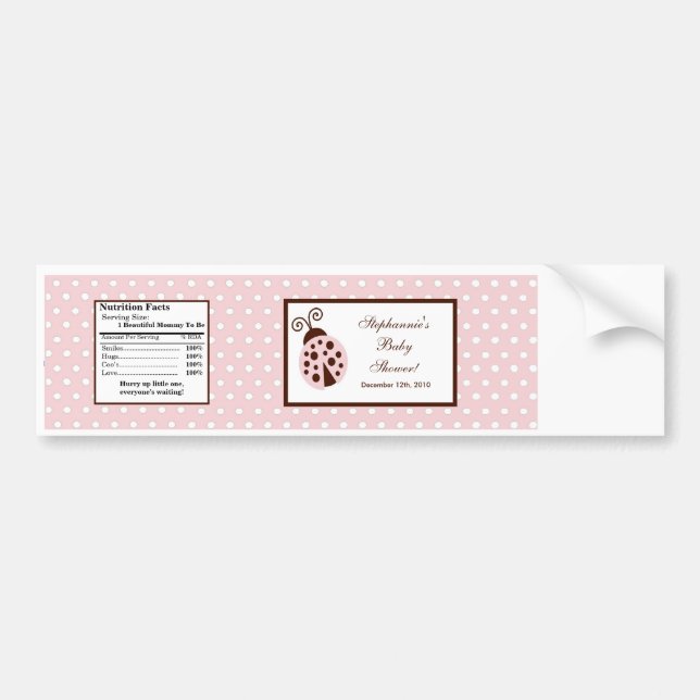 Etiqueta de botella de agua Ladybug rosa (Frente)
