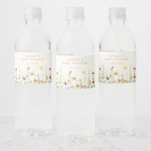 Etiqueta de botella de agua para baby shower de fl