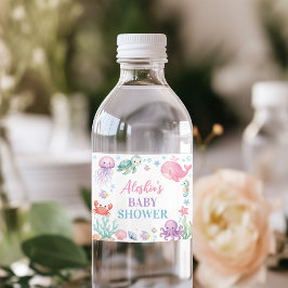 Etiqueta de Botella de Agua para Baby Shower Ocean