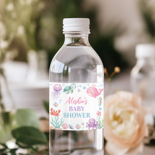 Etiqueta de Botella de Agua para Baby Shower Ocean