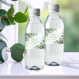 Etiqueta de Botella de Agua para Boda de Eucalipto