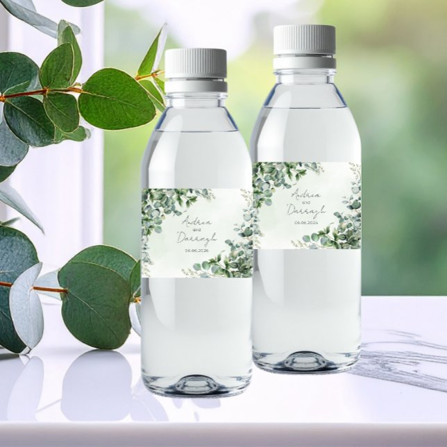 Etiqueta de Botella de Agua para Boda de Eucalipto (Subido por el creador)