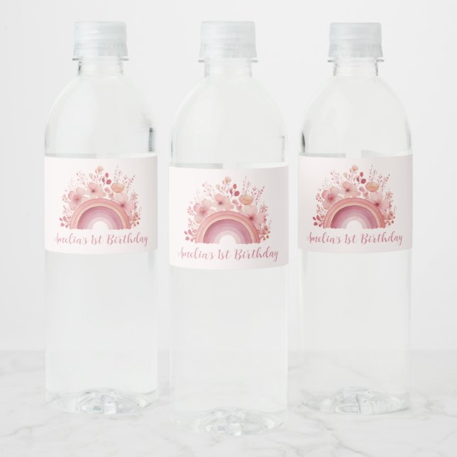 Etiqueta de Botella de Agua para Cumpleaños 1er On (Botellas)