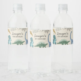 Etiqueta de botella de agua para fiesta de dinosau