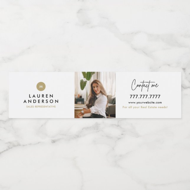 Etiqueta de botella de agua promocional inmobiliar (Etiqueta única)