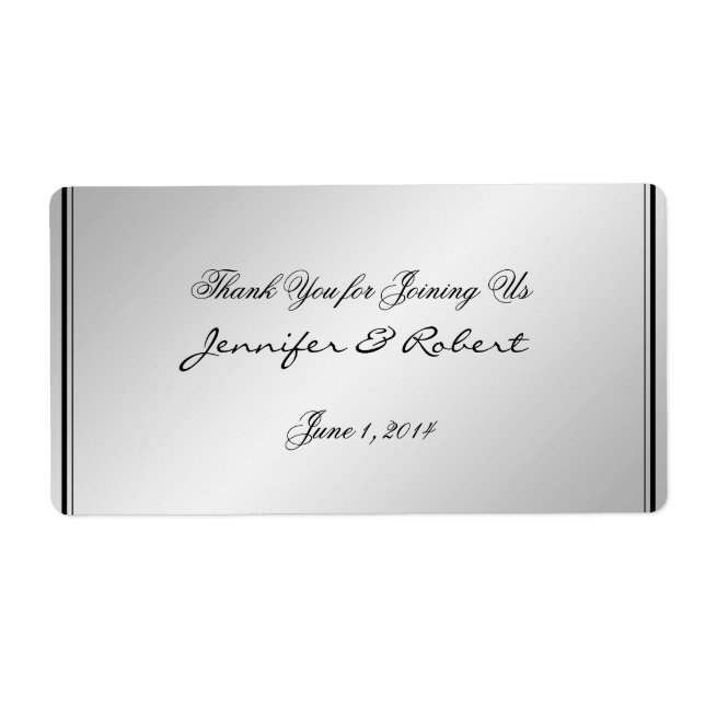 Etiqueta de botella de agua Silver Elegance (Frente)