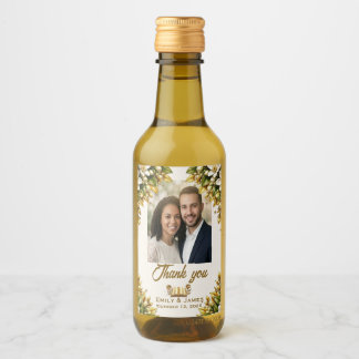Etiqueta de Botella de Boda con Foto de Flor de Na