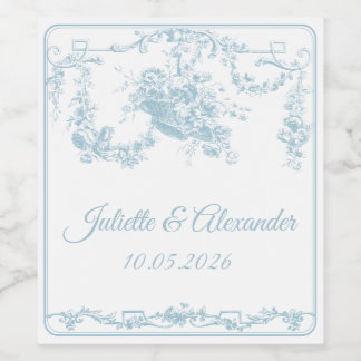 Etiqueta de Botella de Boda Powder Blue Toile de J