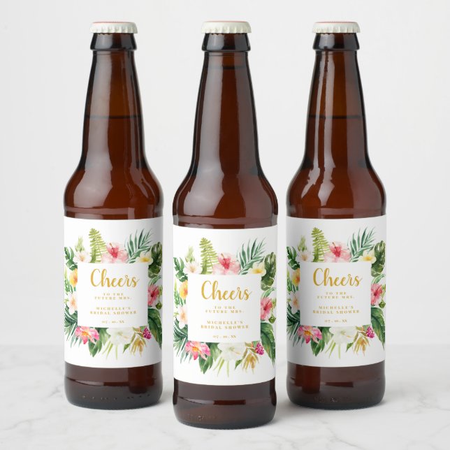 Etiqueta De Botella De Cerveza Tropical Para Ducha (Botellas)