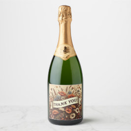 etiqueta de botella de champán de campo de flores 