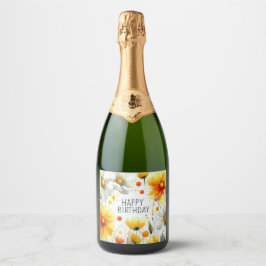 etiqueta de botella de champán de cumpleaños con m