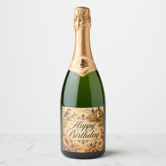 etiqueta de botella de champán de cumpleaños de es (Anverso)